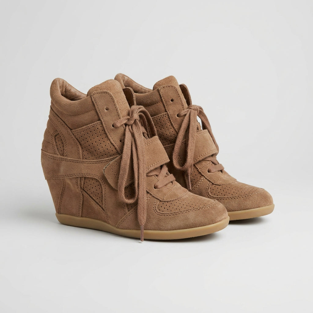 Ash Brown Suede Wedger Sneaker Size 37