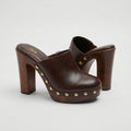Zara Studded Wooden High Heel Clogs Size 38