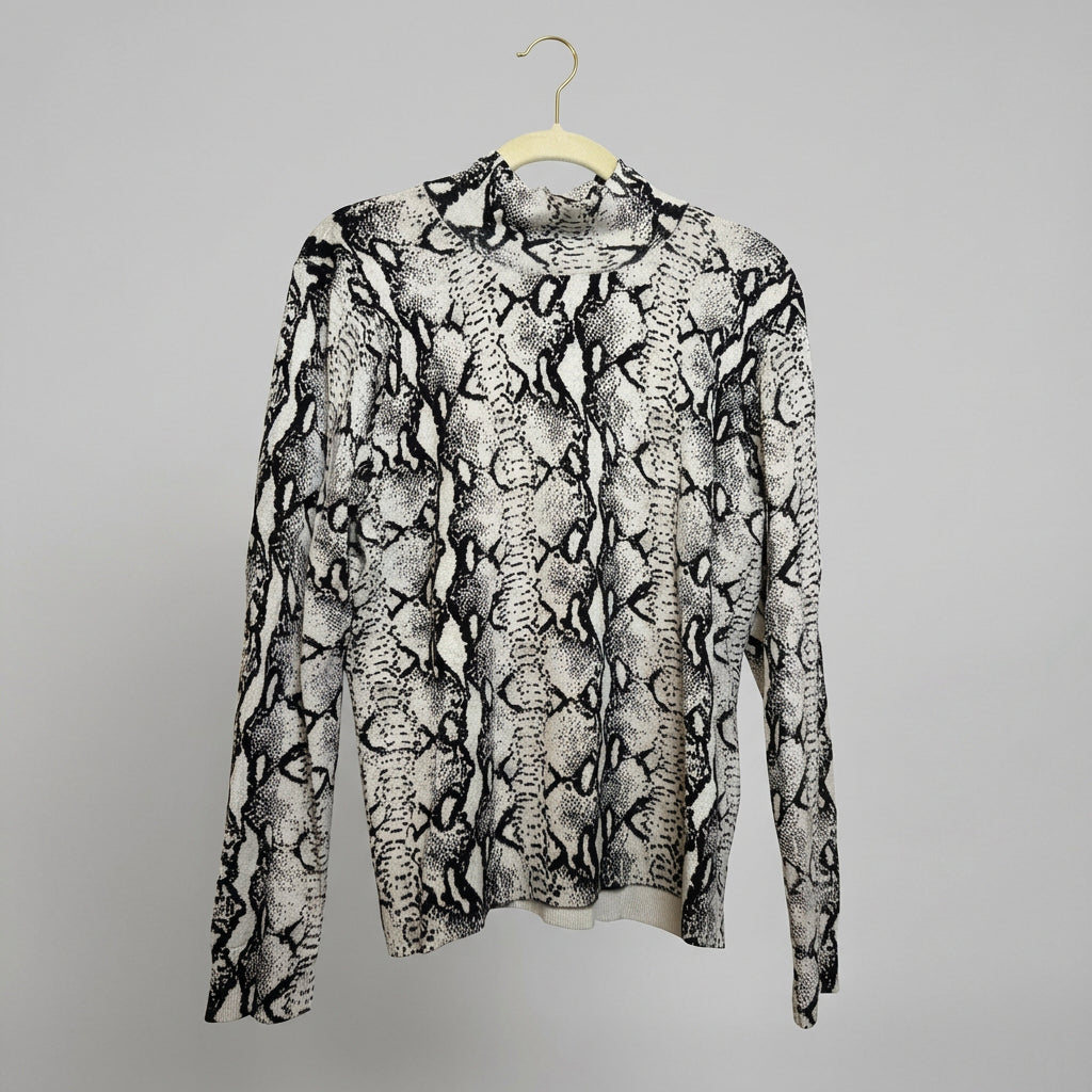 525 America Snakeskin Mock Neck Sweater Size L