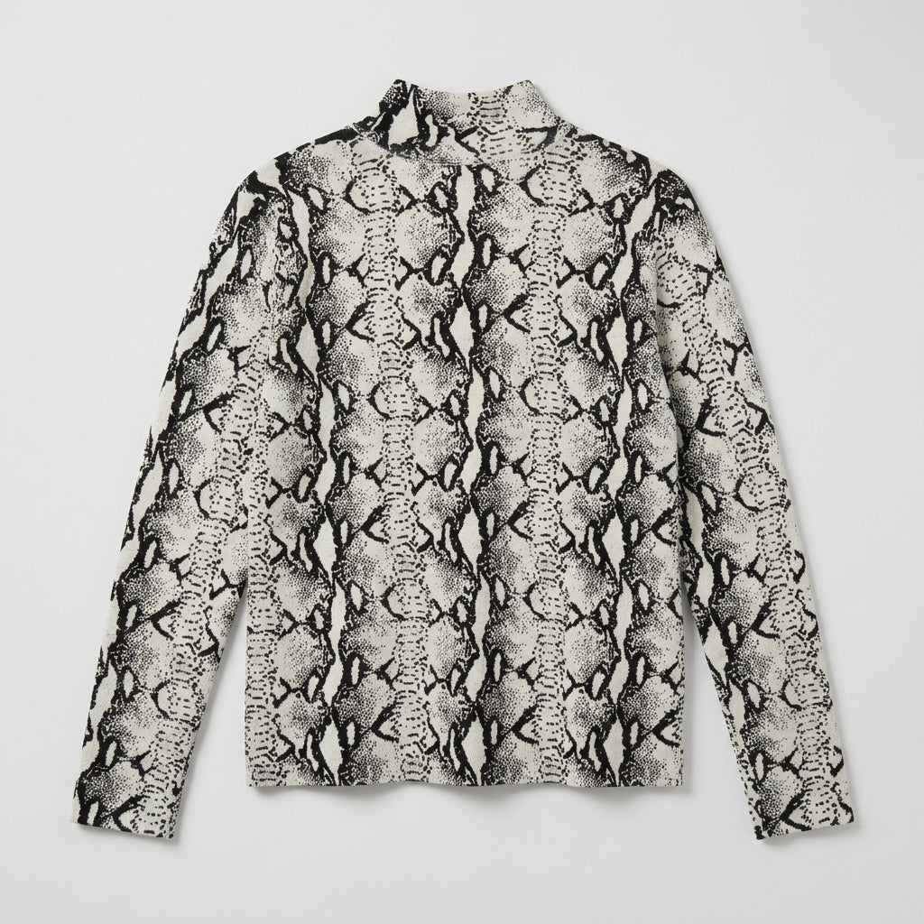 525 America Snakeskin Mock Neck Sweater Size L