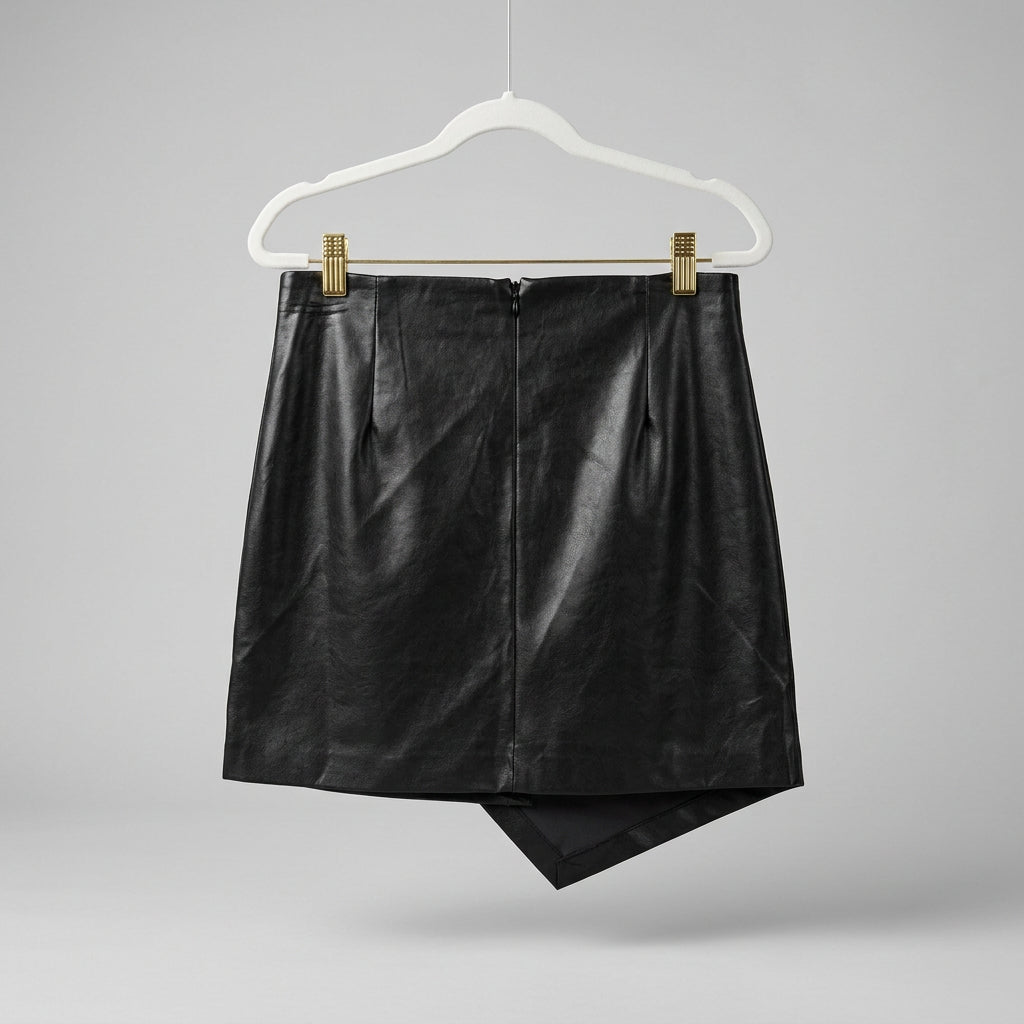 Elan Black Faux Leather Skirt Size S