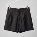 Olivaceous Black Linen Pleated Shorts Size S