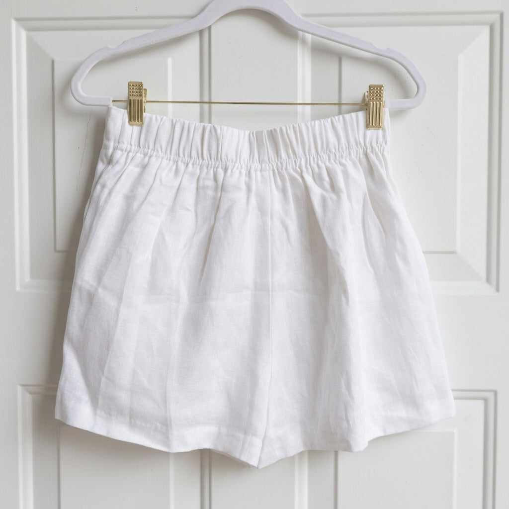 Olivaceous Cream Linen Pleated Shorts Size S NWT