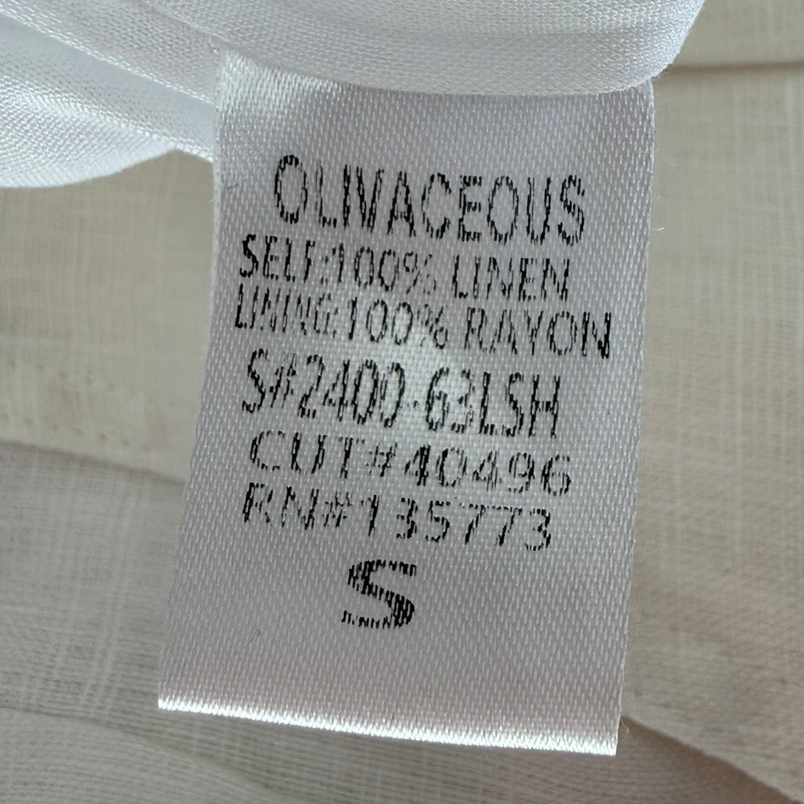 Olivaceous Cream Linen Pleated Shorts Size S NWT