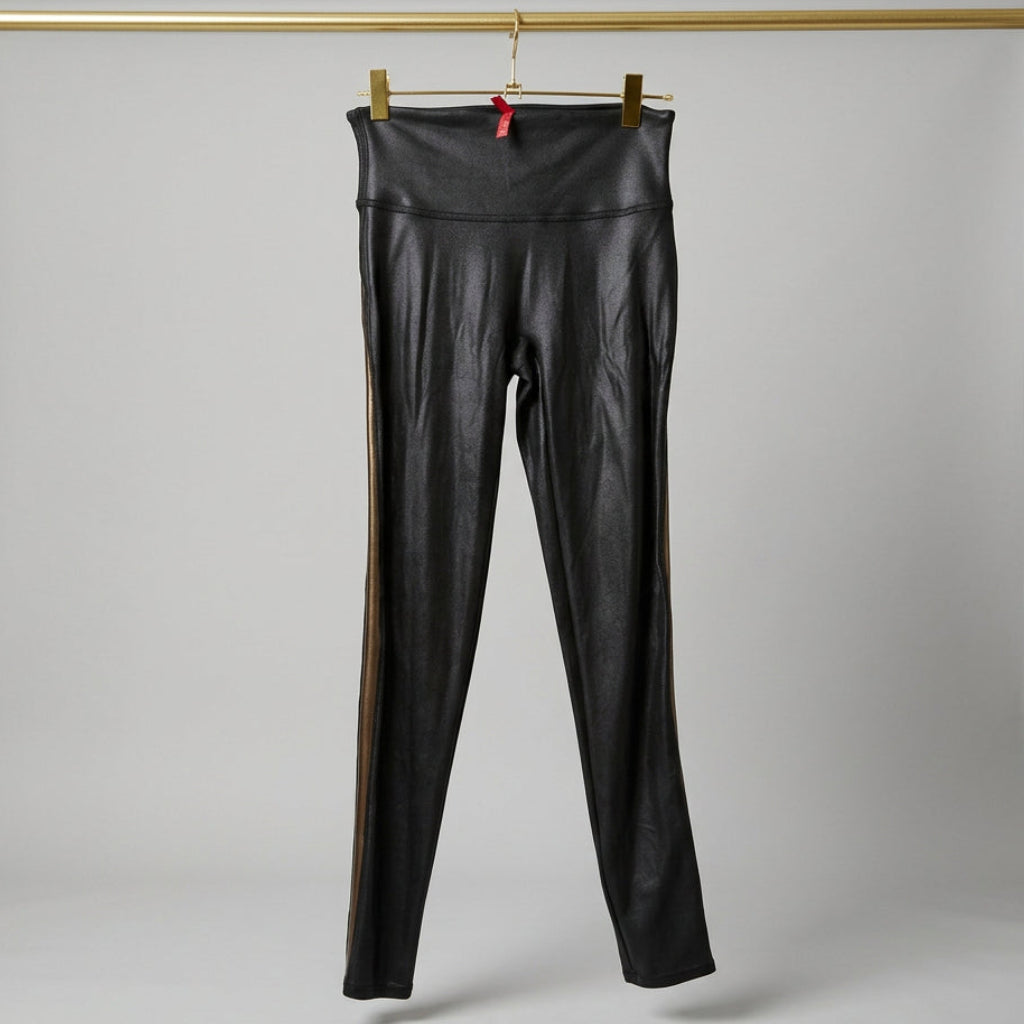 Spanx Faux Leather Leggings with Side Stripes Size S/P