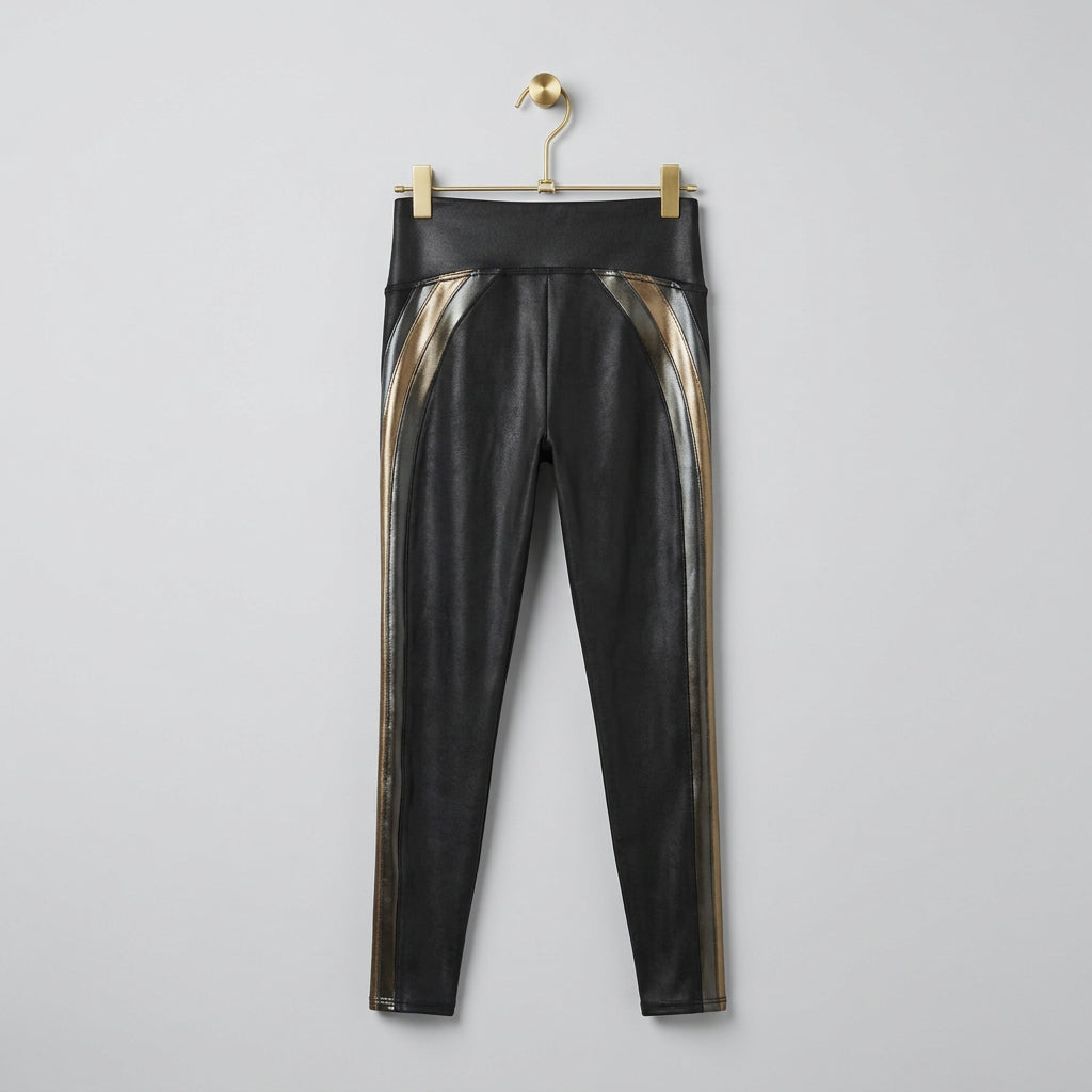 Spanx Faux Leather Leggings with Side Stripes Size S/P
