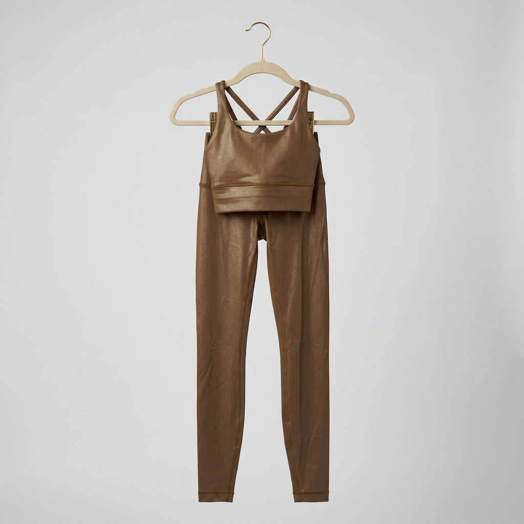Lululemon Shimmery Athletic Crop Top Set Size 2