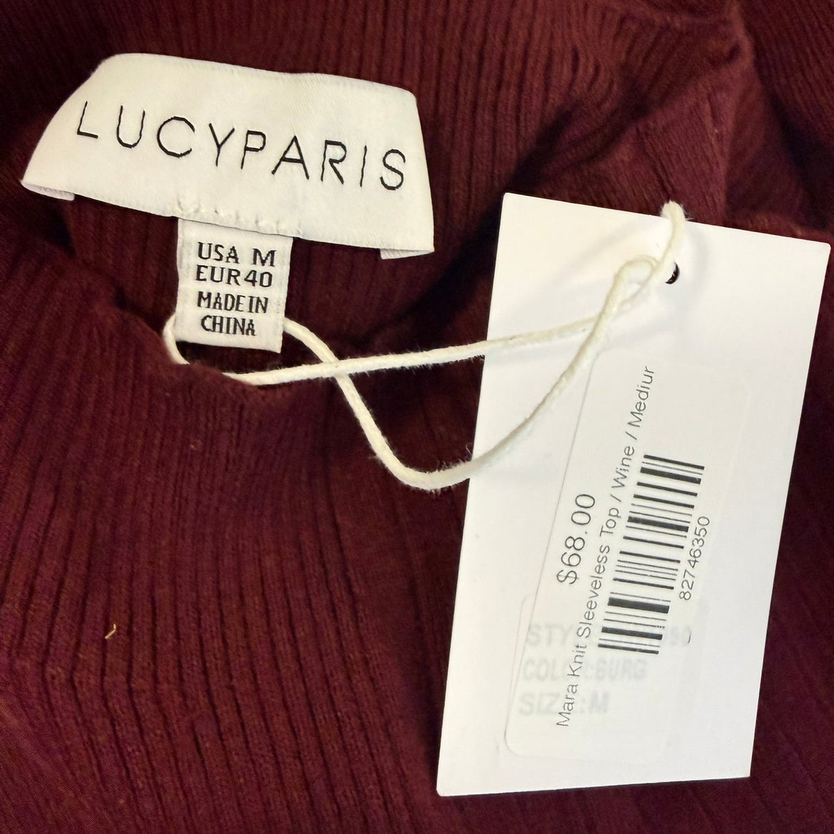 Lucy Paris Mara Ribbed Knit Sleeveless Top Size M NWT