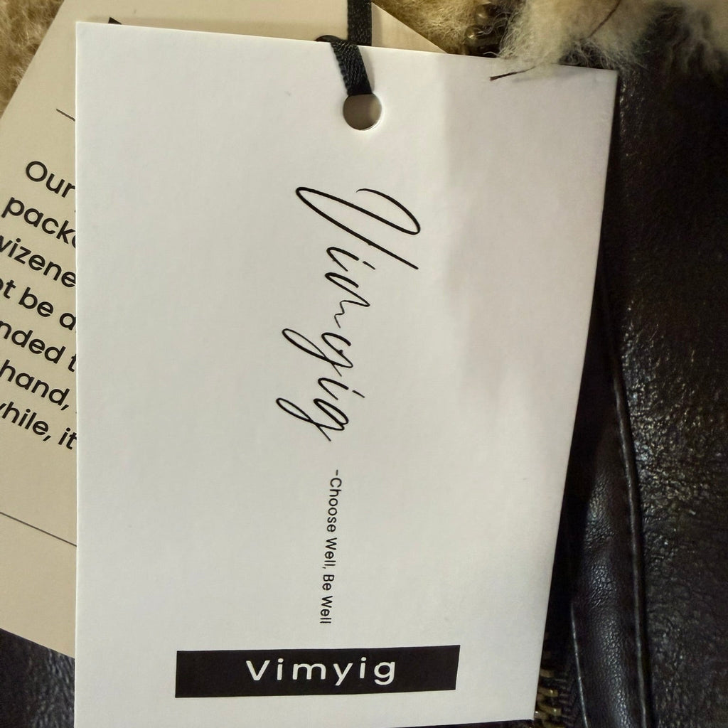 Vimyig Faux Shearling Aviator Bomber Jacket Size M
