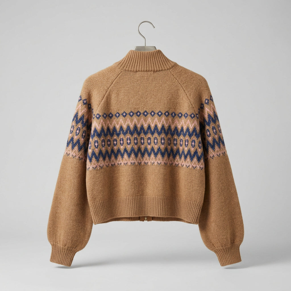 525 America Fair Isle Zip Sweater Size L