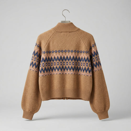 525 America Fair Isle Zip Sweater Size L