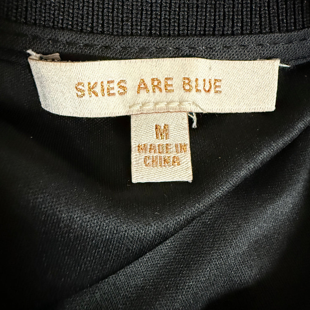 Skies Are Blue Black Padded Shoulder Top Size M