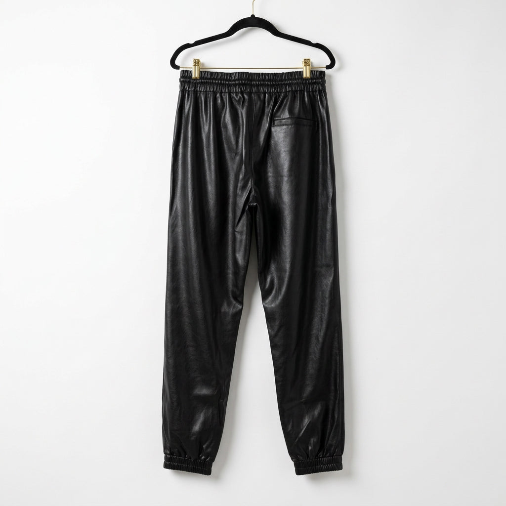 Noli Yoga Luxe Faux Leather Midnight Jogger Pants Size M