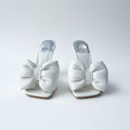 Jeffrey Campbell White Bow Heeled Mules Size 7.5