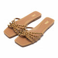 Zara Studded Sandals Braided Flats Size 38