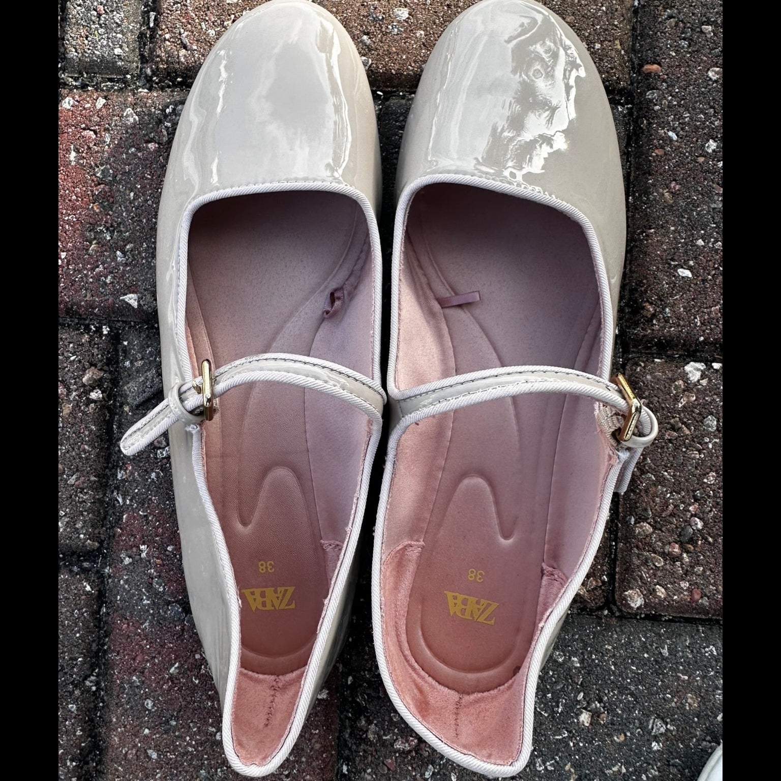Zara Patent Leather Mary Jane Flats Size 38