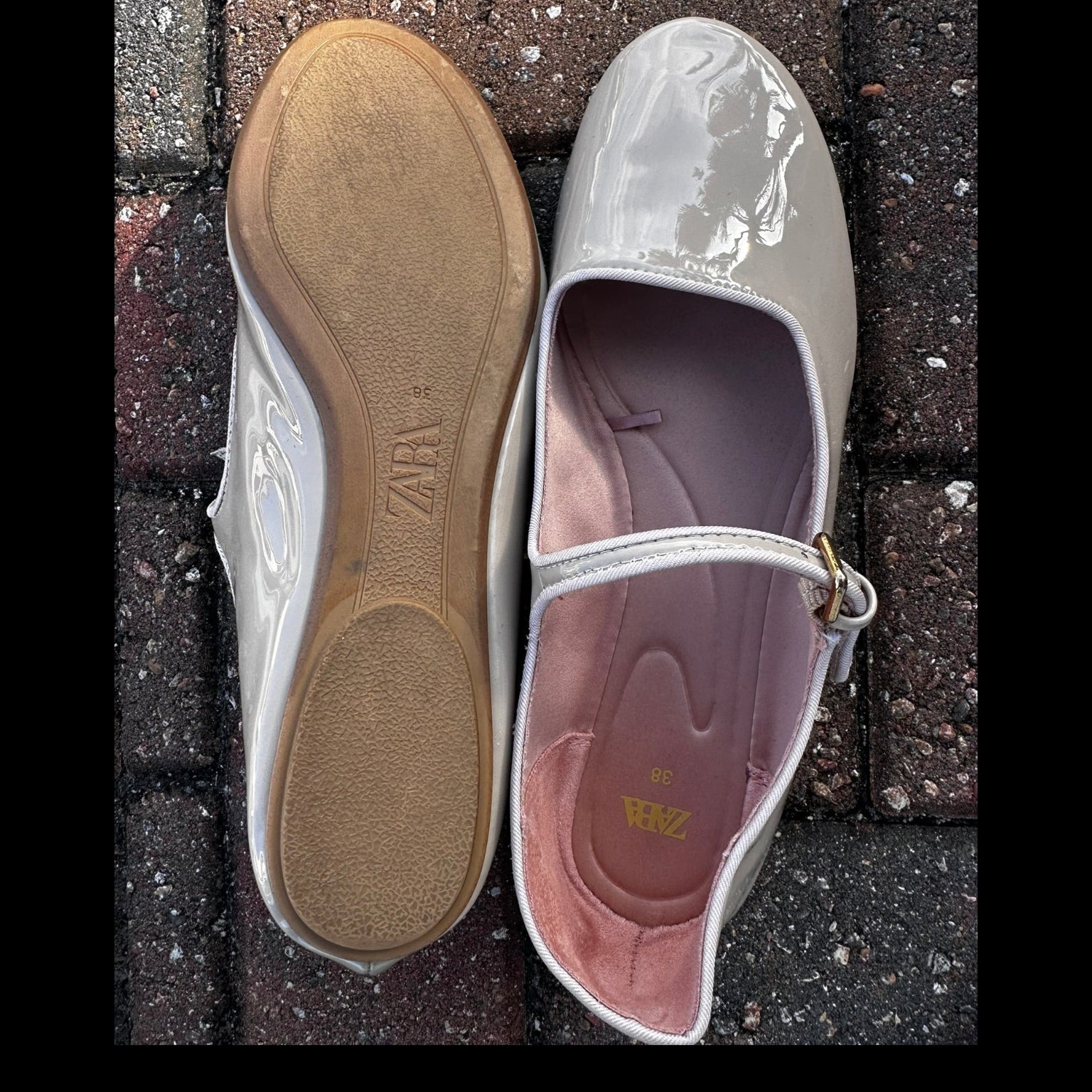 Zara Patent Leather Mary Jane Flats Size 38