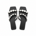 Zara Embellished Square-Toe Flat Sandals Size 38