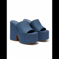 Larroude Denim Platform Wedge Mules Size 7.5