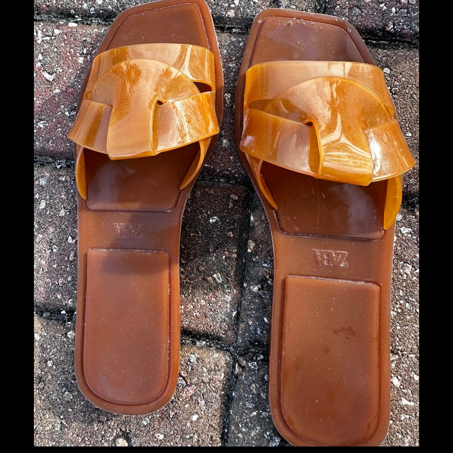 Zara Amber Jelly H-Band Slide Sandals Size 38