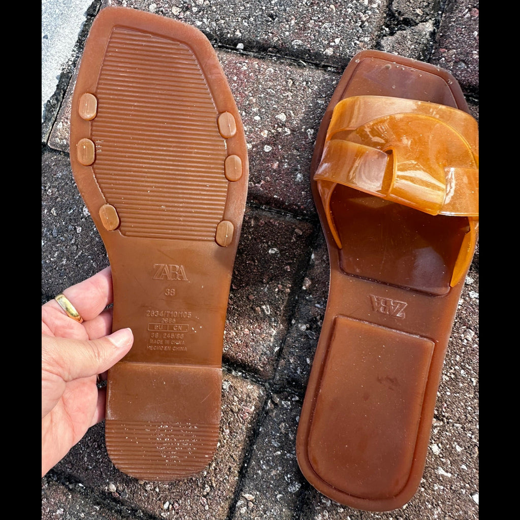 Zara Amber Jelly H-Band Slide Sandals Size 38