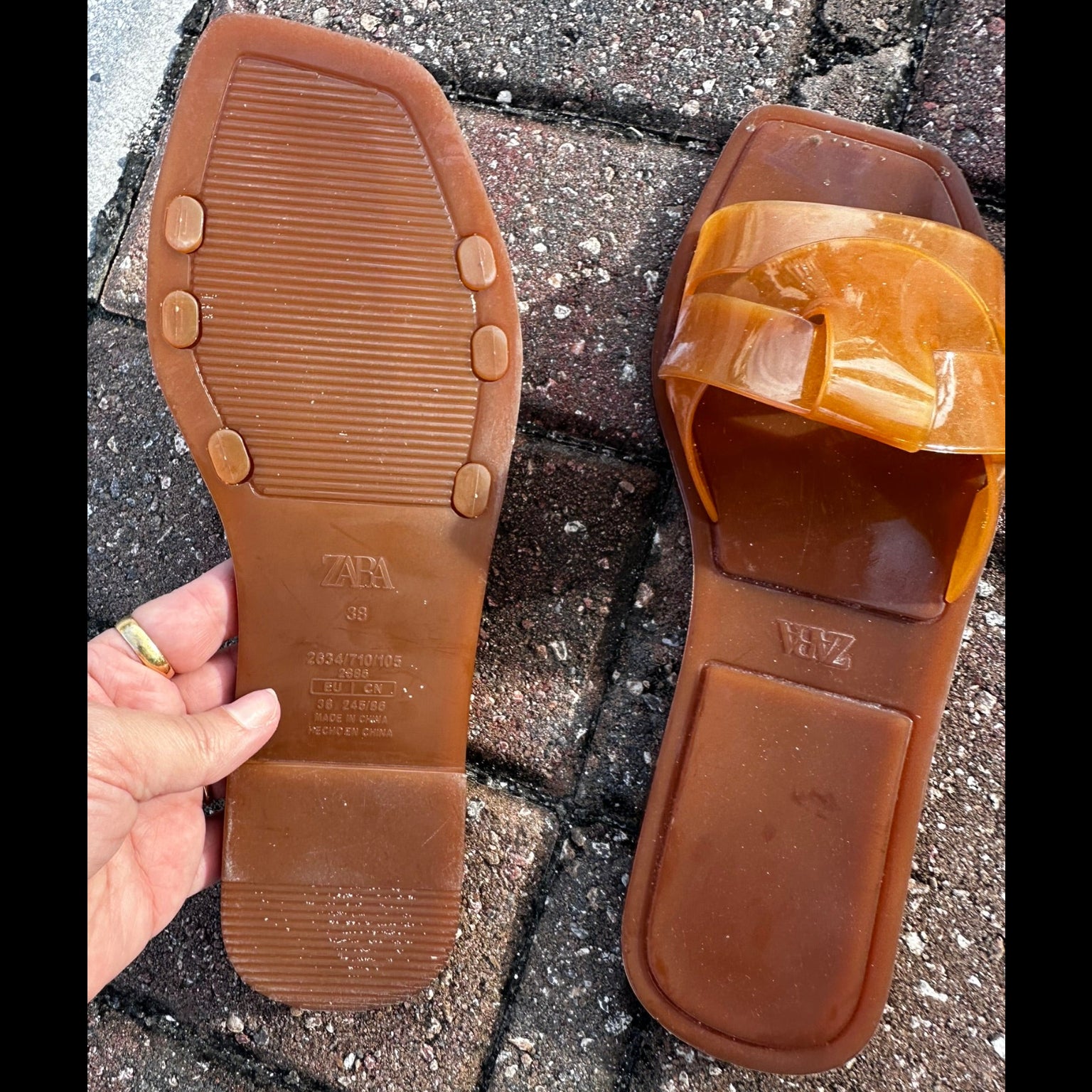 Zara Amber Jelly H-Band Slide Sandals Size 38