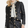 Stellah Quilted Vegan Leather Button-Up Jacket Size Small