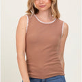 So Me Ribbed Contrast Embroidered Sleeveless Top Size XL
