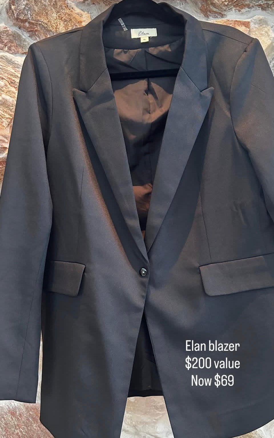 Elan Black Gemstone Smiley Blazer Jacket Size Large