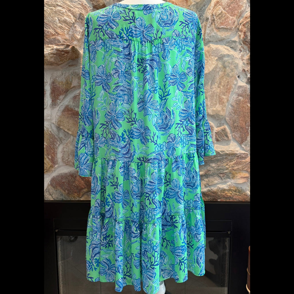 Lilly Pulitzer Gabriel Keepin It Reel Vibrant Tiered Print Mini Dress Size 16