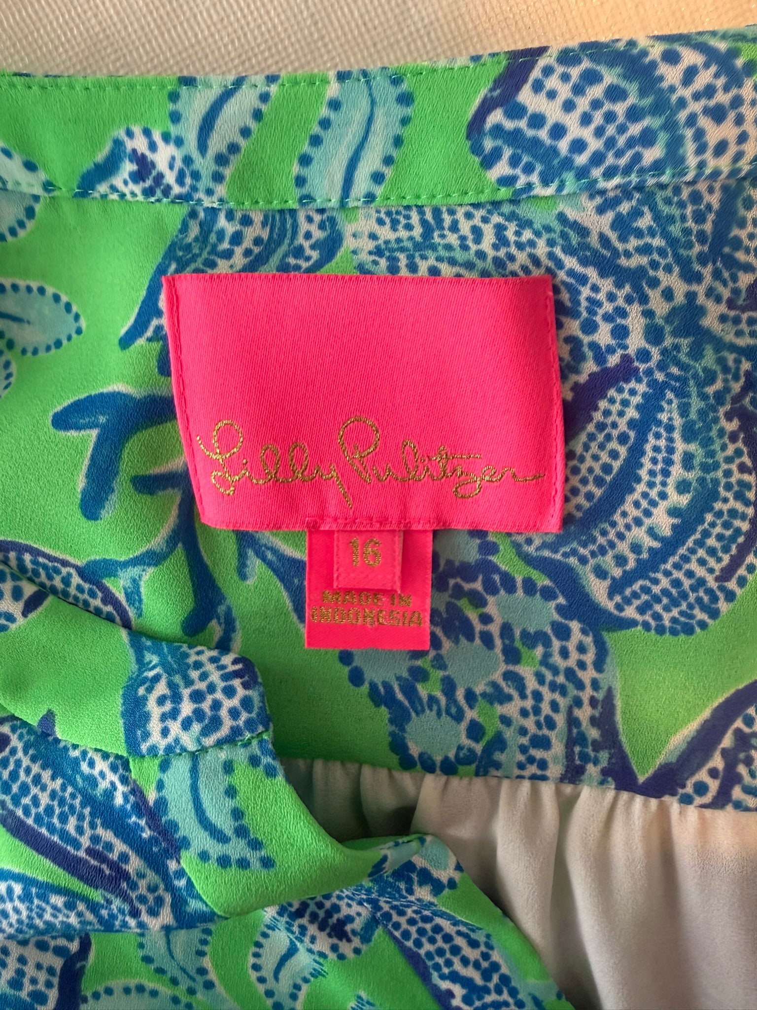 Lilly Pulitzer Gabriel Keepin It Reel Vibrant Tiered Print Mini Dress Size 16