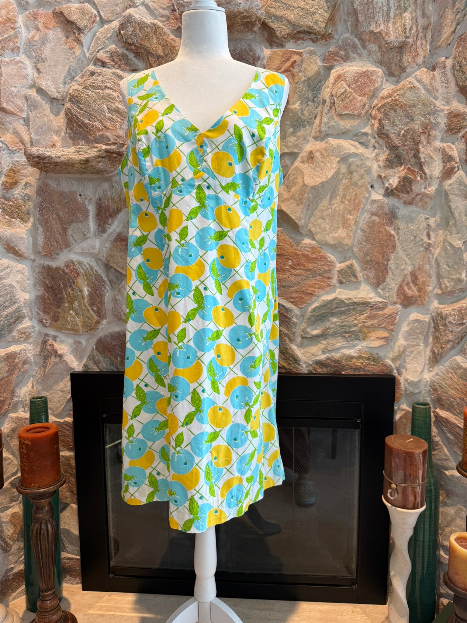Lily Pulitzer Vintage Citrus Print Sleeveless Dress Size 16