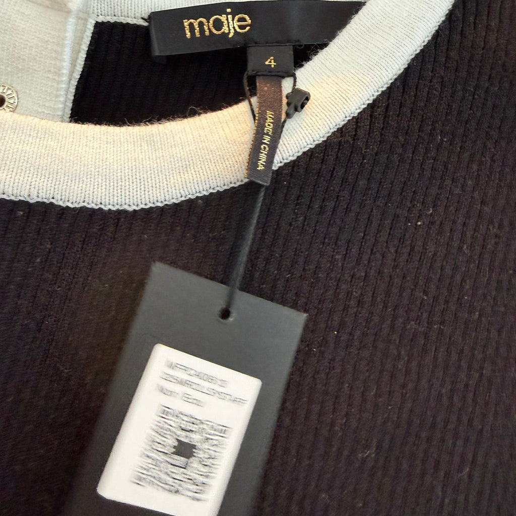 Maje Black Short Sleeve Sweater Top Size 4