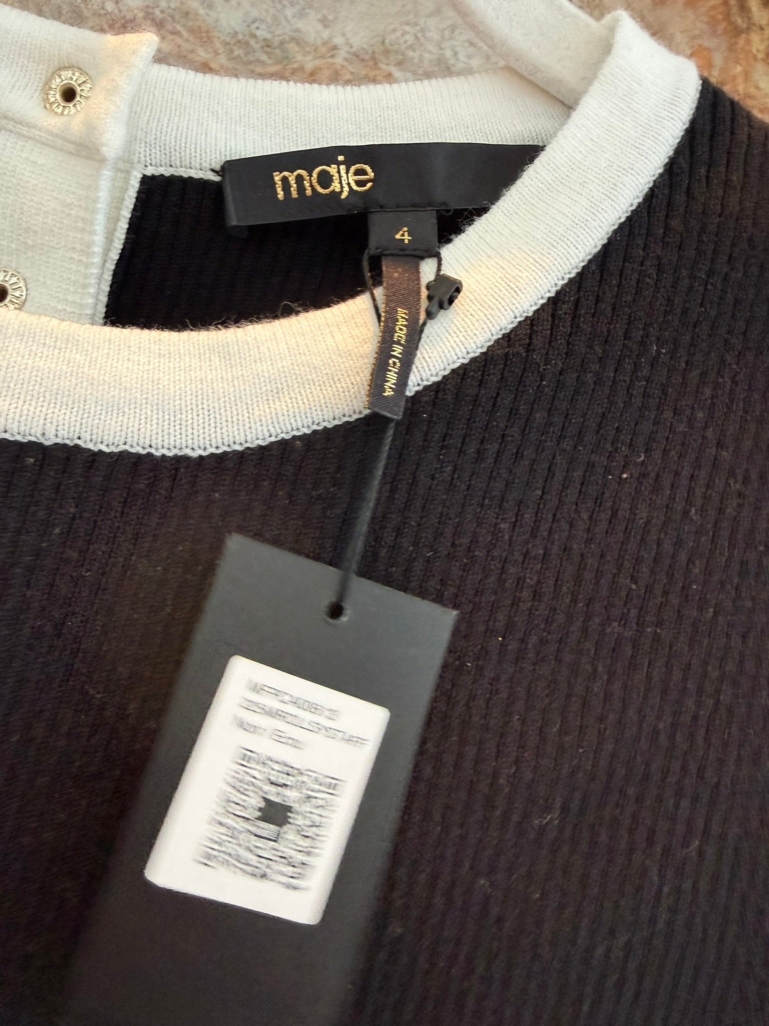 Maje Black Short Sleeve Sweater Top Size 4