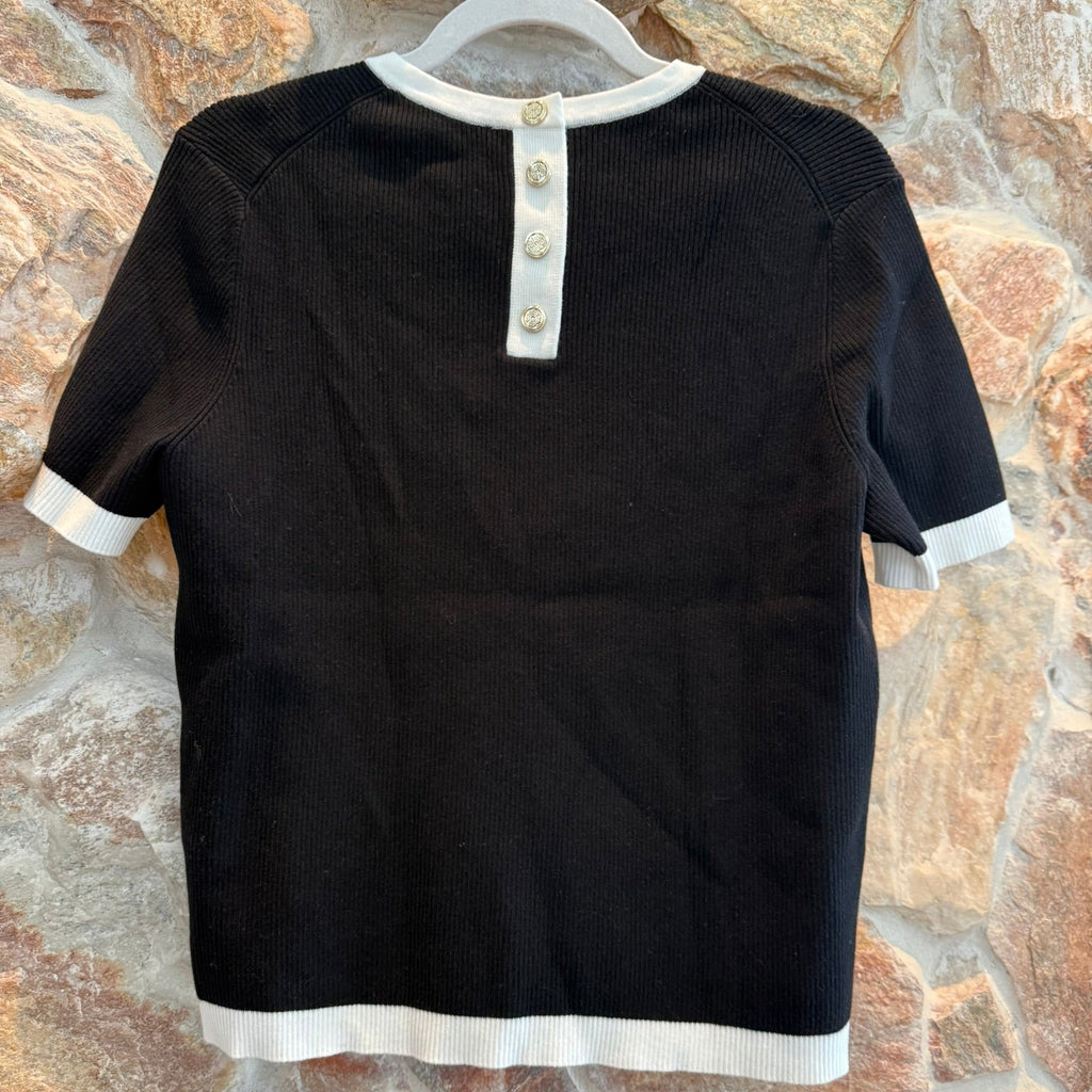 Maje Black Short Sleeve Sweater Top Size 4