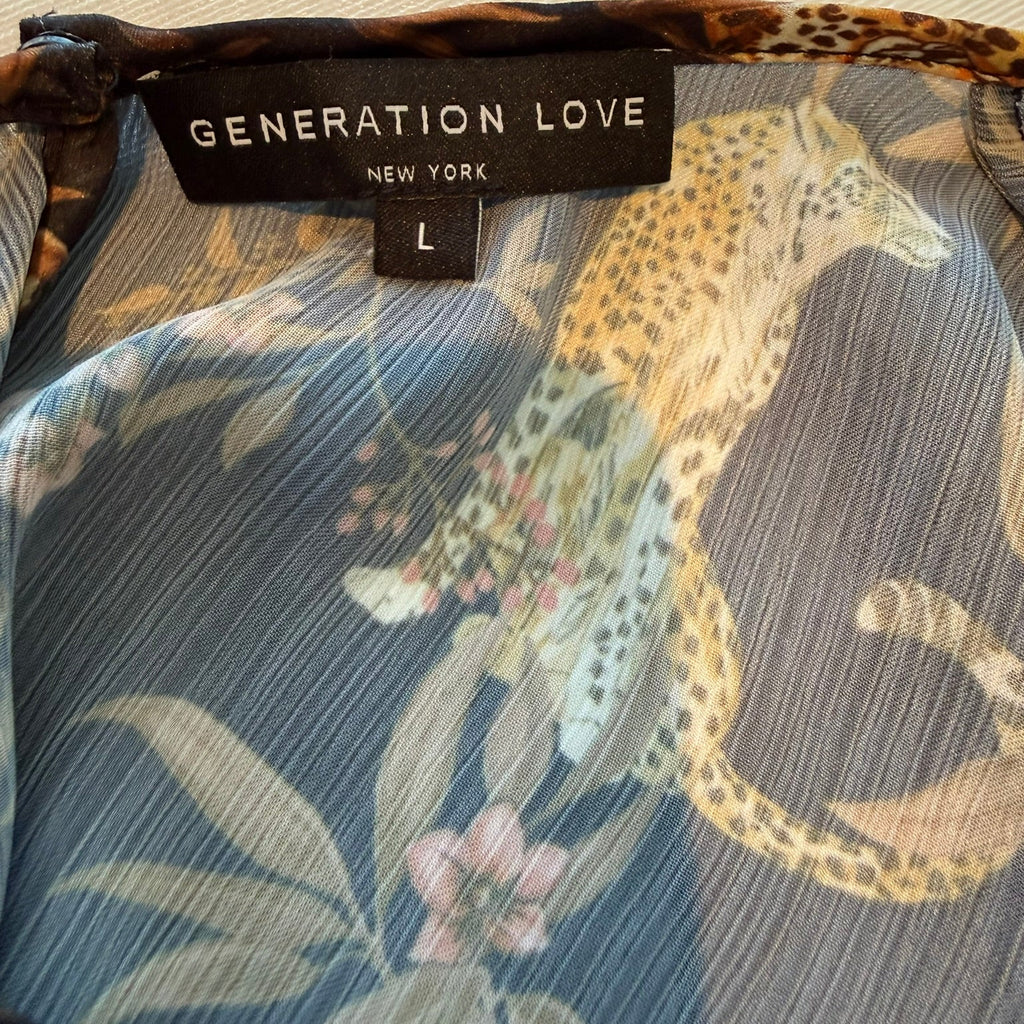 Generation Love Leopard Print Crew Neck Blouse Size: L
