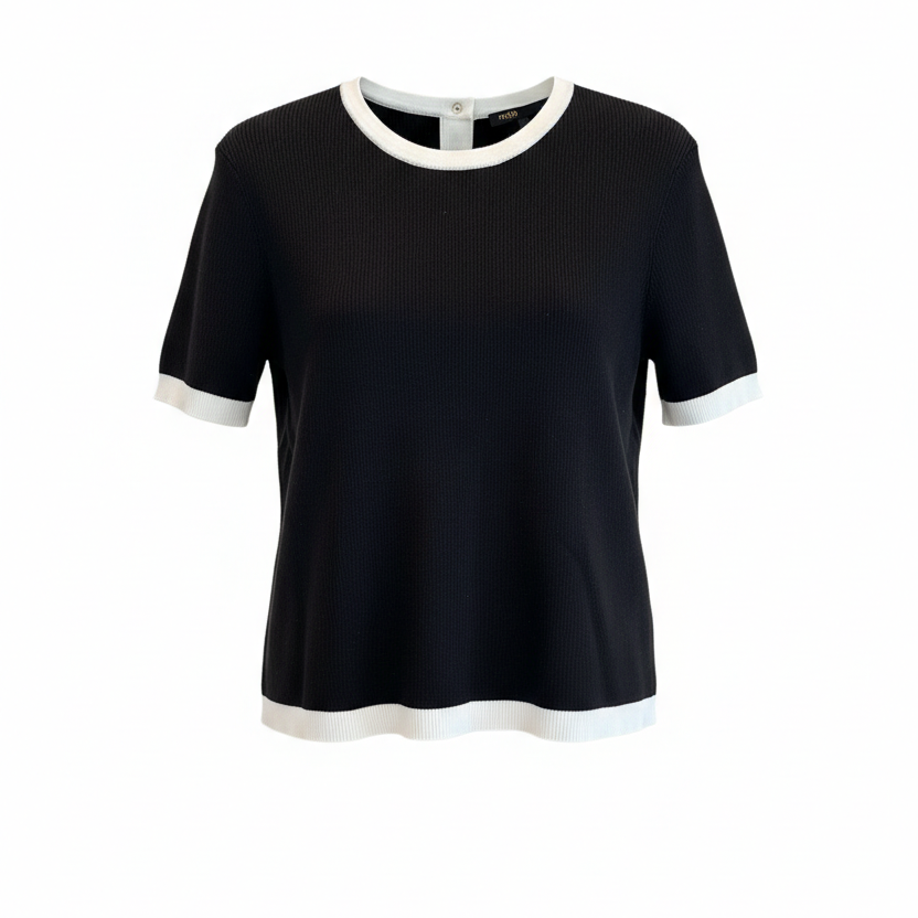 Maje Black Short Sleeve Sweater Top Size 4