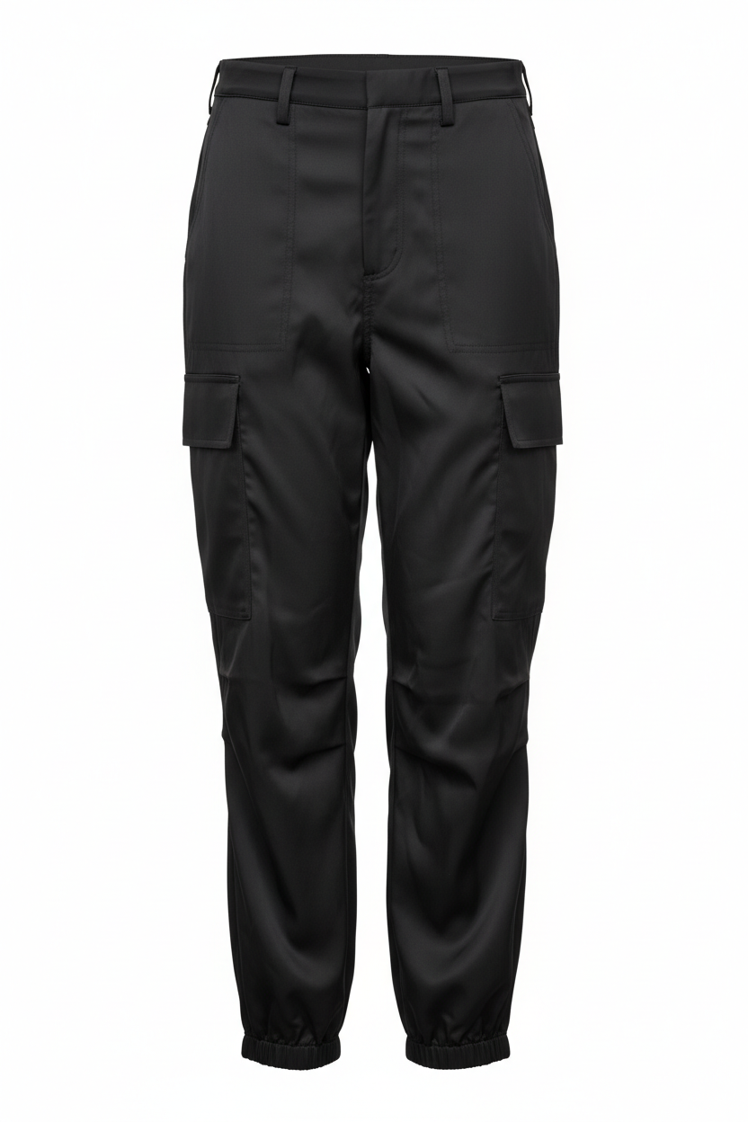 Skies Are Blue Black Satin Cargo Joggers Size Medium