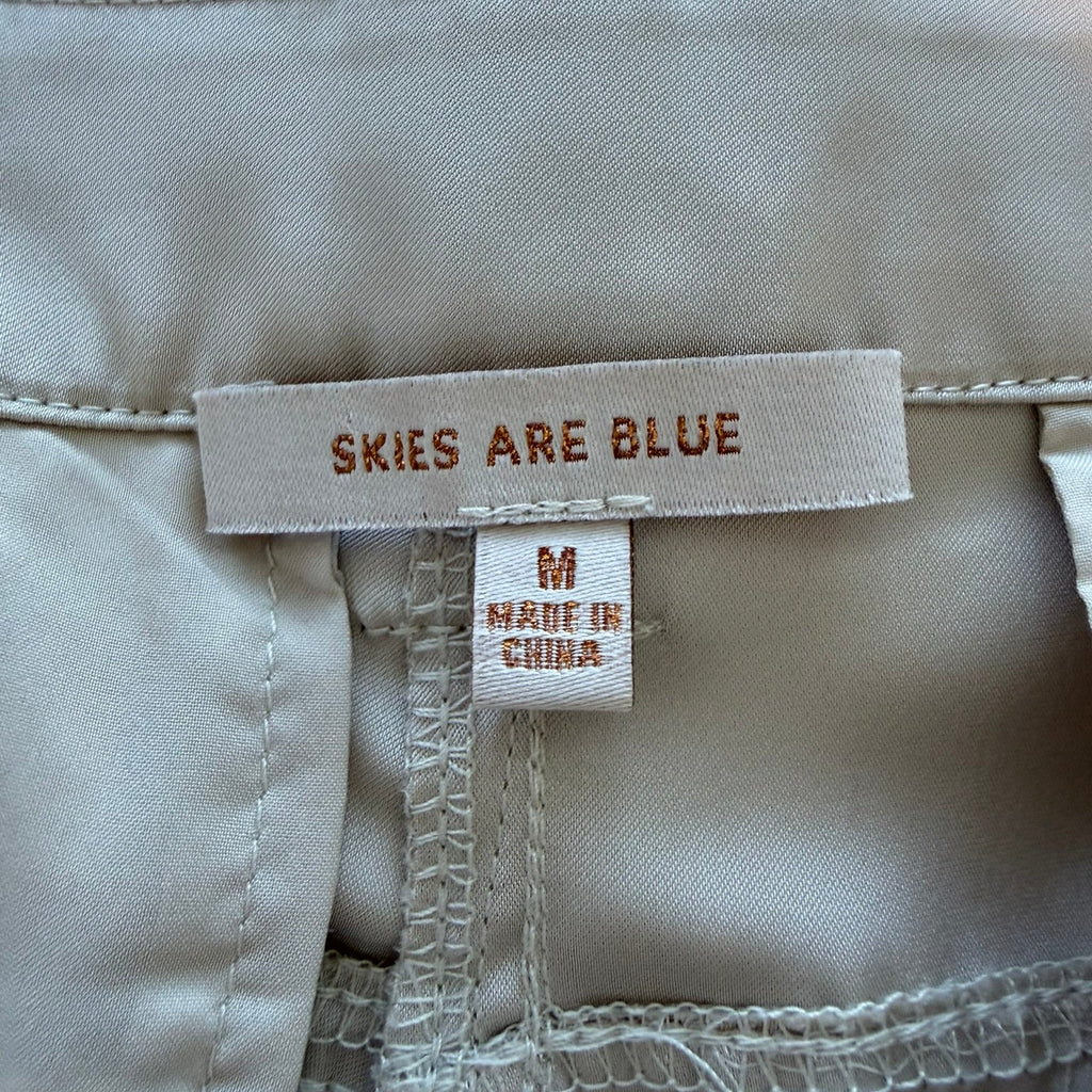 Skies Are Blue Ivory Satin Cargo Joggers Size Medium
