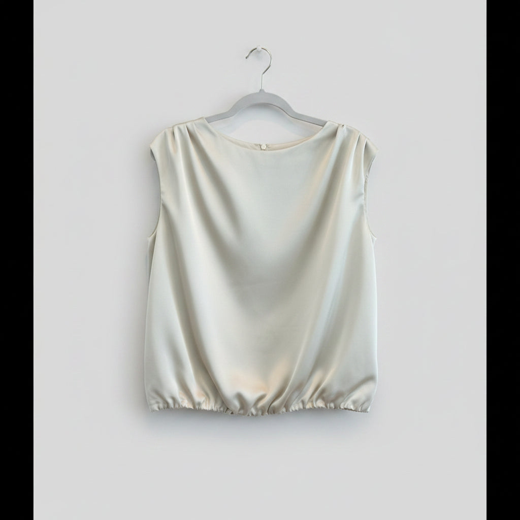 Skies Are Blue- Ivory Sleeveless Blouse Medium