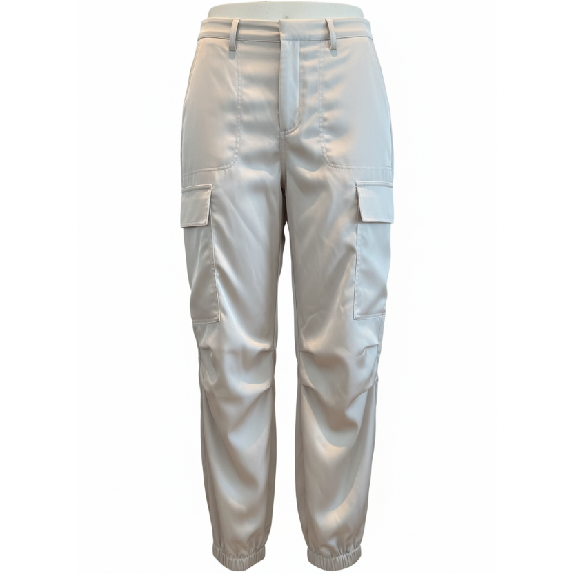 Skies Are Blue Ivory Satin Cargo Joggers Size Medium