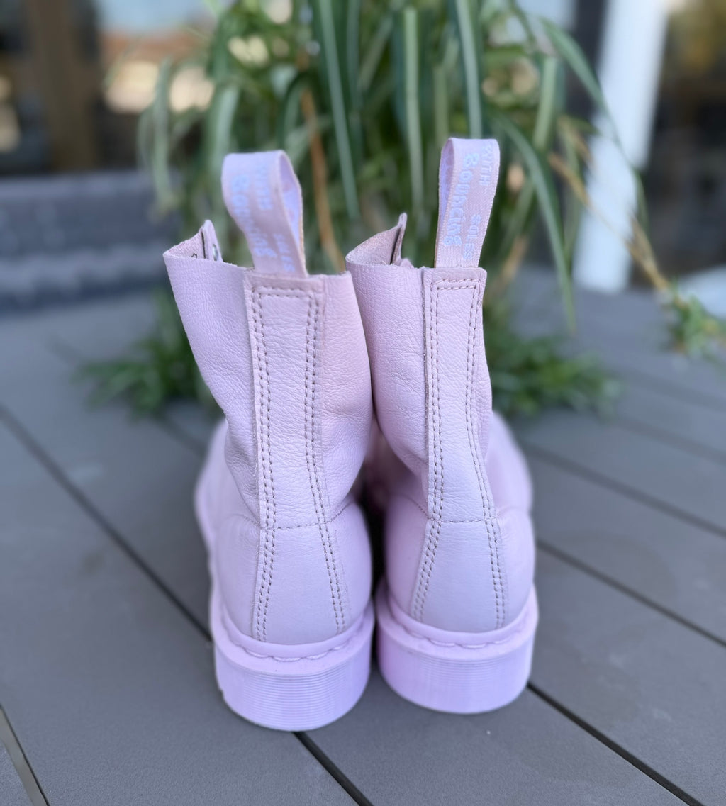Doc Martens 1460 Women's Mono Lace Up Boots in Pink Size 8