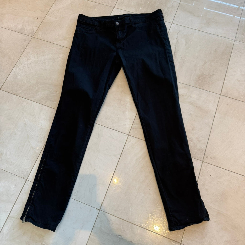 J Brand The Deal Skinny Leg Black Jeans Zippered Ankle Size 31