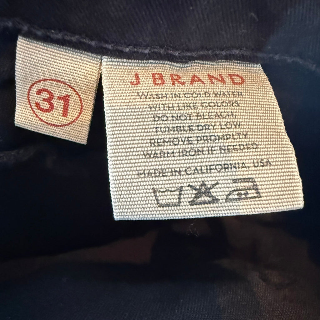 J Brand The Deal Skinny Leg Black Jeans Zippered Ankle Size 31
