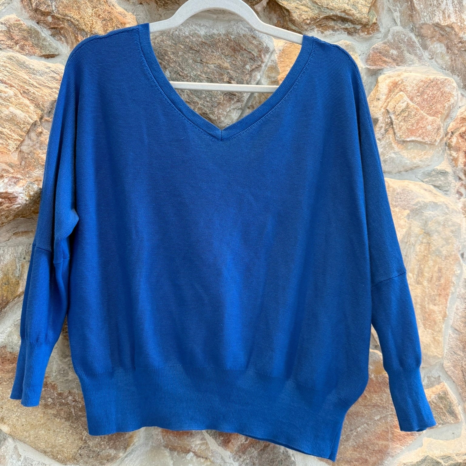 ba&sh Elsy V Neck Open Back Sweater in Bleu Electrique XS