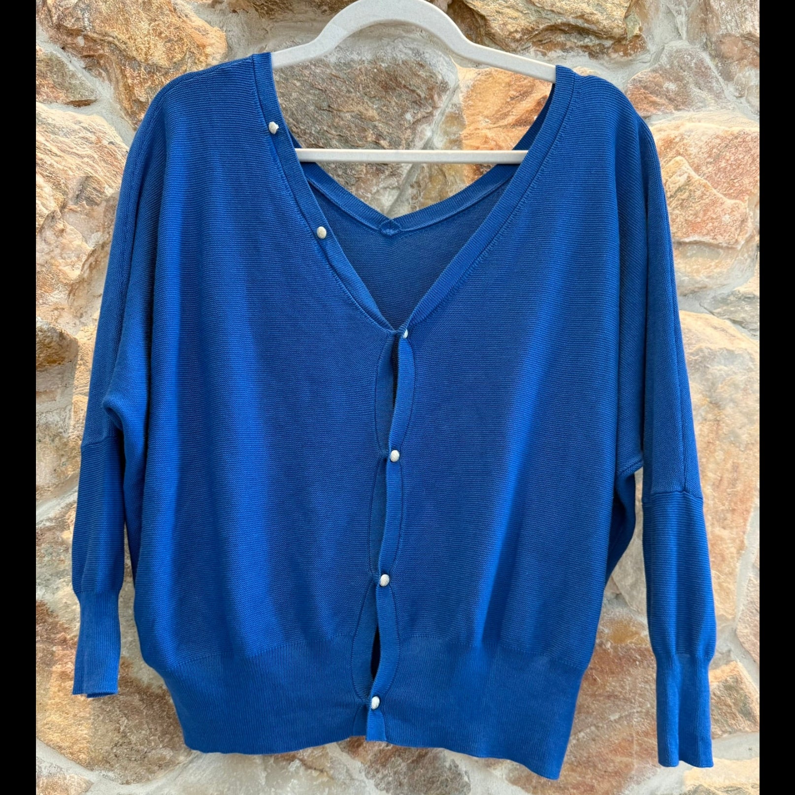 ba&sh Elsy V Neck Open Back Sweater in Bleu Electrique XS