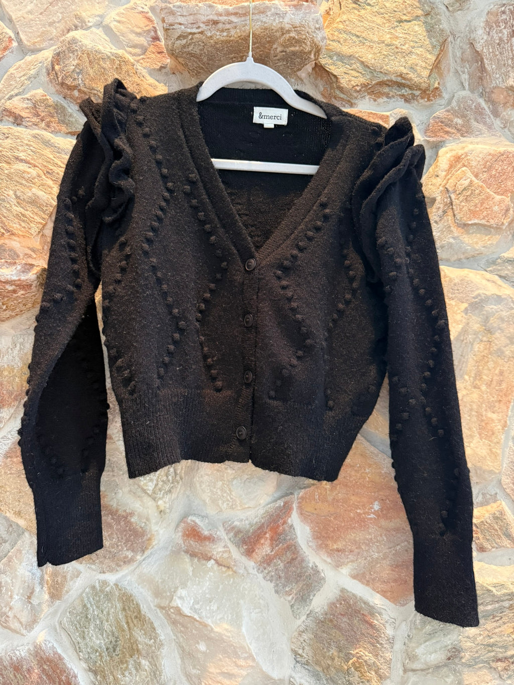 &Merci Black Crop Cardigan Size Large