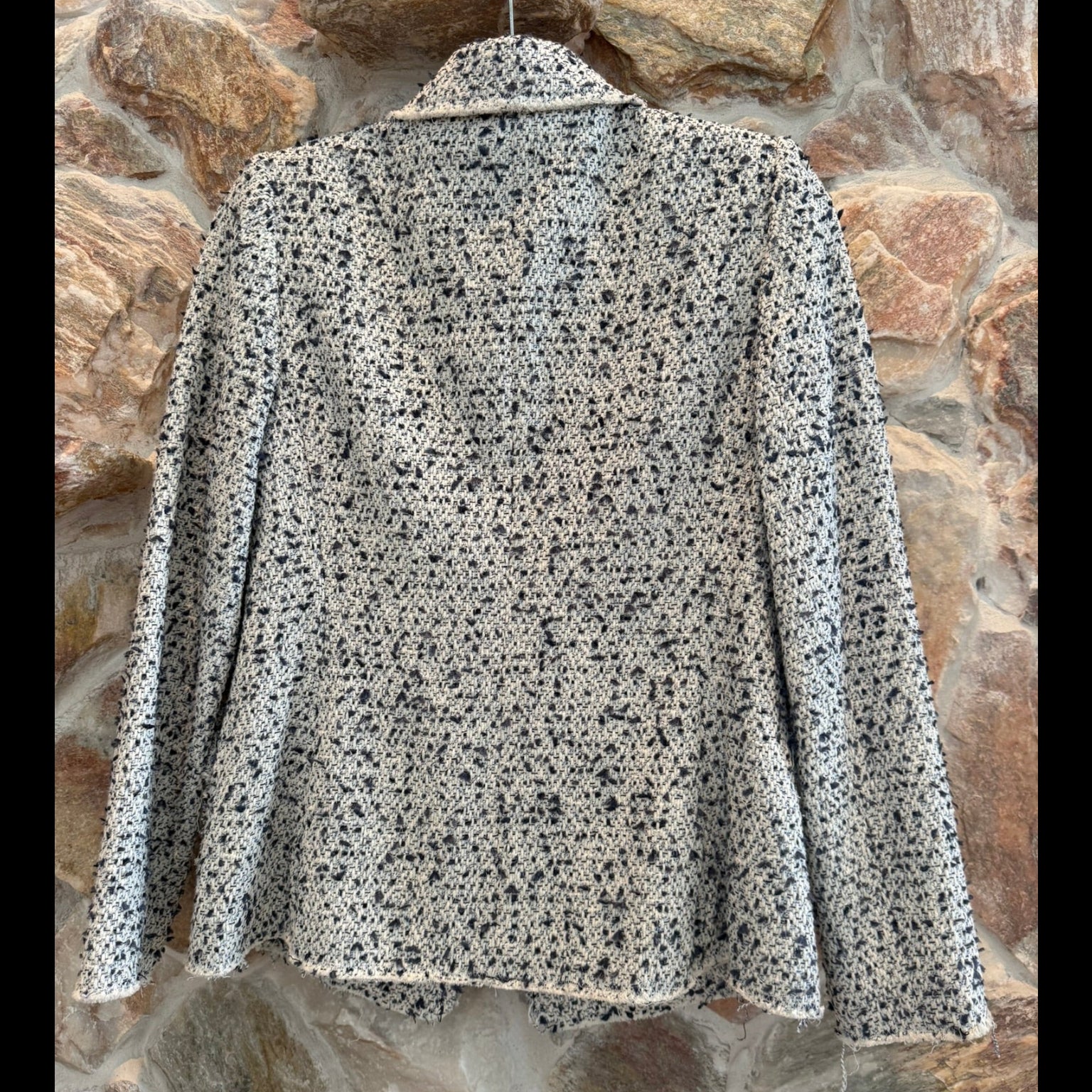 Rebecca Taylor Boucle White/Navy Tweed Boucle Jacket, Size 6
