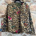 Alessandra Chamonix Leopard Print Butterfly Applique Jacket Size Large