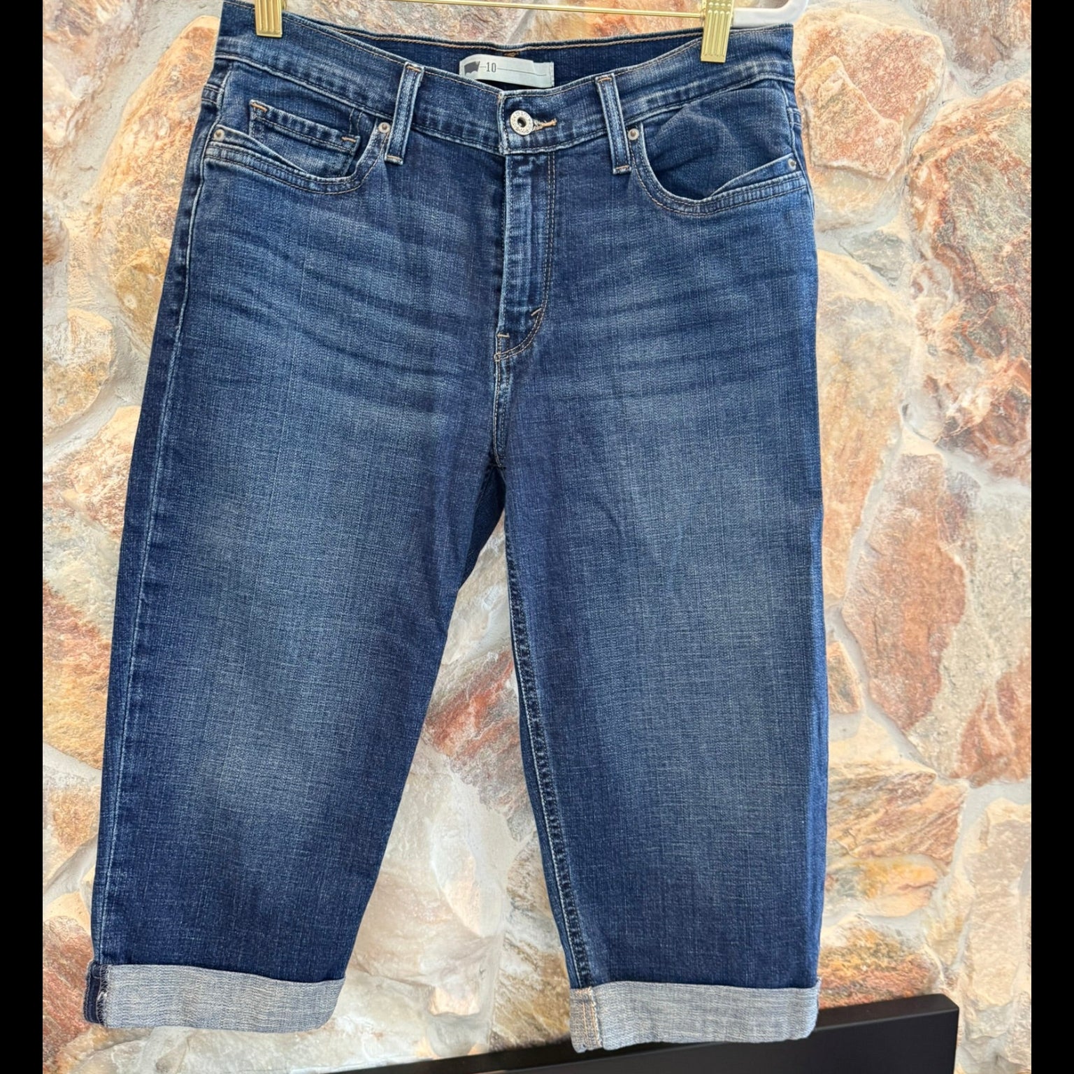 Levi's Cuffed Jeans Blue Mid-Rise Capri Denim Pants Size 10